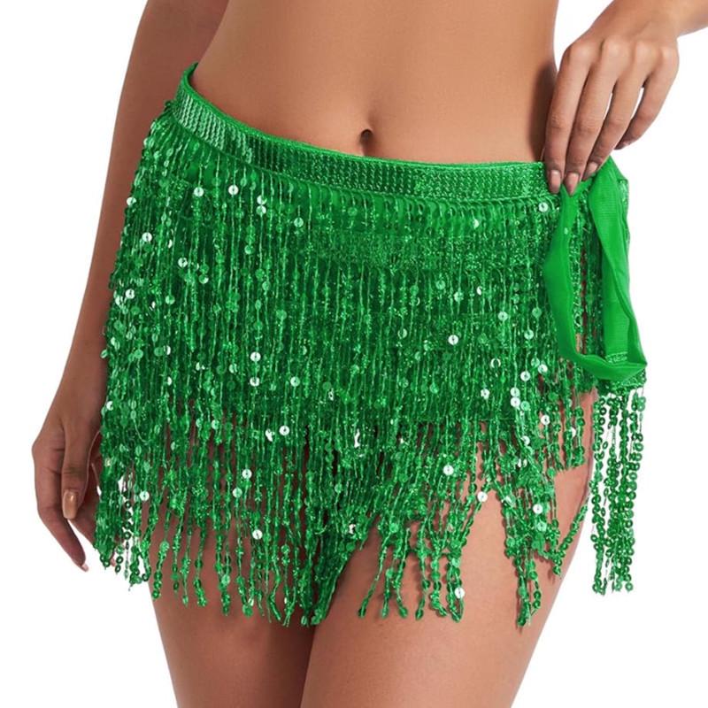 Юбка для костюма для танца живота с пайетками и кисточками на Хэллоуин