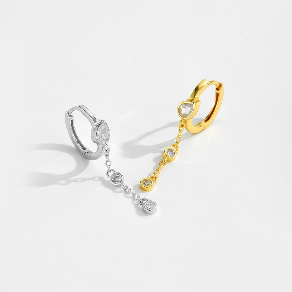 ANDYWEN Серьги-кольца из стерлингового серебра 925 пробы, роскошные серьги-цепочки с нерегулярными кубическими цирконами, ювелирные изделия для помолвки