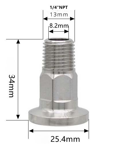 Шестигранник 1/4" 3/8" 1/2" 3/4" 1" 1-1/2" 2" NPT Наружная резьба x 0,5" 1,5" 2" Тройной зажим Соединительная труба Фитинг Нержавеющая сталь 304 316L Санитарный