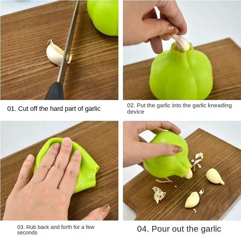 Силиконовый чесночница без рук Съедобный силикагель Ручной мешок для чистки чеснока Быстро потрите и очистите кухонные овощи Инструменты Гаджеты