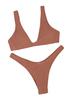 Женский коричневый бикини с глубоким V-образным вырезом, сексуальный купальник из двух частей