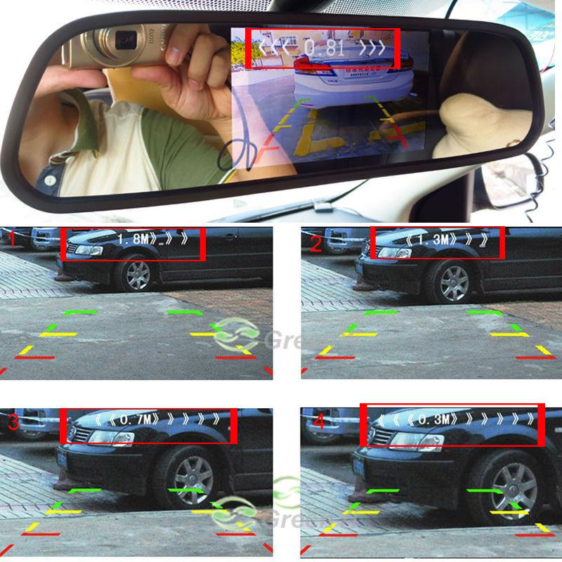 GreenYi Car Parktronics Assistance 4PCS 16mm Adjustable Flat Sensors Reverse Backup Radar Sensor Detector Sound Buzzer Alarm
