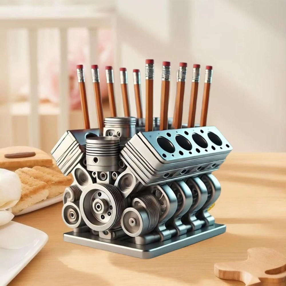 Подставка для ручек в виде блока цилиндров двигателя V6/V8, органайзер для карандашей, настольный декор, аксессуары