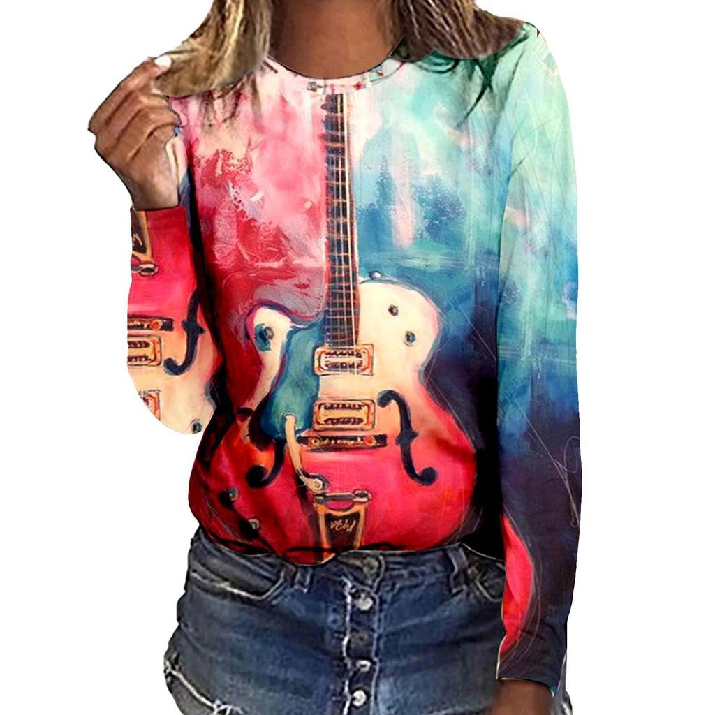 Cartoon Printed Women Street T-shirt Theme Sports Long Sleeve 3D Tees Halloween T-shirts Autumn Pullovers Top