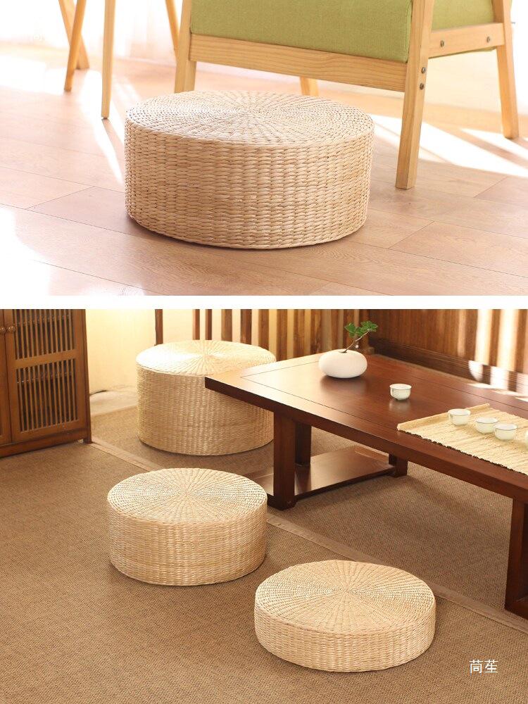 Zazen Meditation Tatami Cushion: Woven Straw Seat for Yoga, Tea Ceremony, and Buddha Worship.