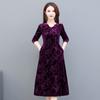 Осеннее бархатное платье для мамы больших размеров, тонкое платье средней длины с длинными рукавами для женщин среднего и пожилого возраста