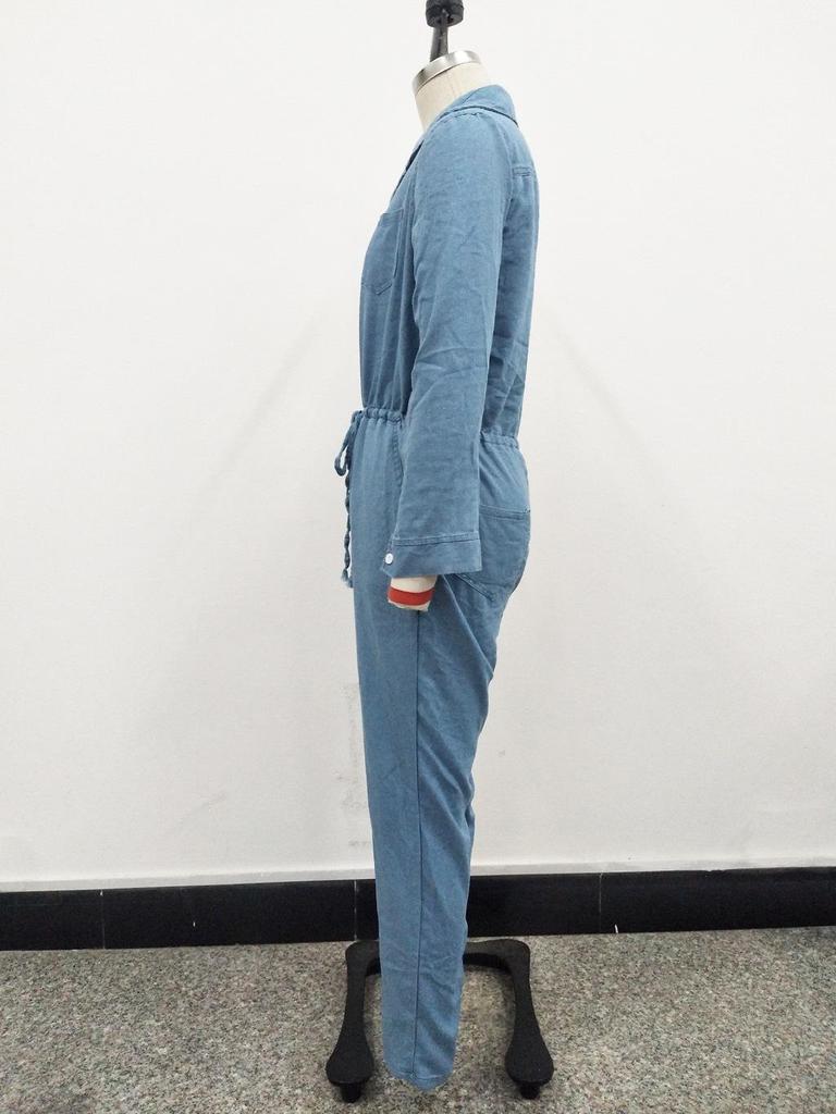 Женский модный джинсовый комбинезон с бандажной отделкой, облегающего кроя