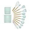 Shumeifang 13-Piece Silicone Kitchen Utensil Set, Includes Turner, Ladle, Tongs, Whisk, Spatula, Spoon, Ladle, Pasta Server, Spatula, and Sponge, Pale