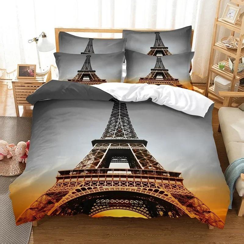 Eiffel Tower Bedding Duvet Cover Set 3d Digital Printing Bed Linen Fashion Design Comforter Cover Bedding Sets Bed Set
