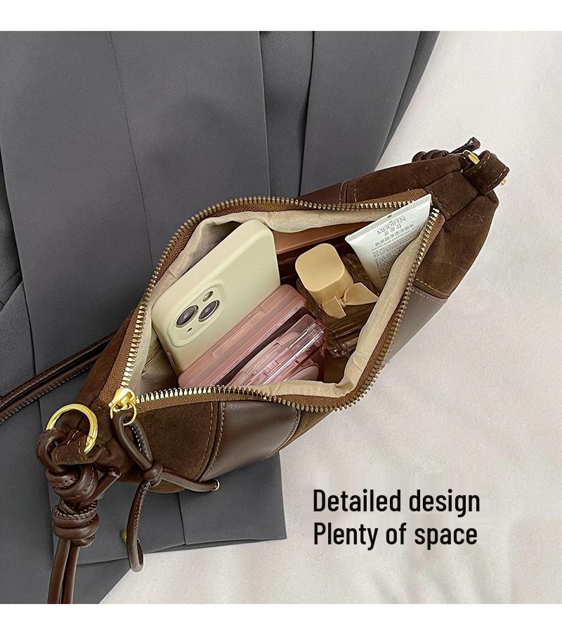 Ретро Матовая Женская Сумка Кроссбоди Круассан - Новая Мода 2025 Повседневная Нишевая Сумка на Плечо