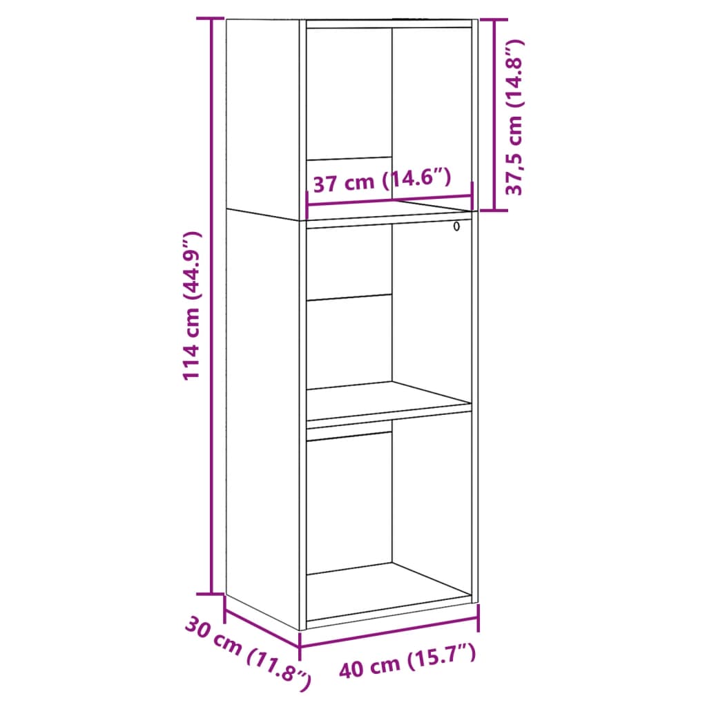 Bookshelf Concrete Grey 40 x 30 x 114 cm Engineered Wood