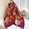 130cm New Flower Brand Square Scarf Women 100% Silk Scarf New Pashmina Fashion Women Shawl Design Kerchief Scarf