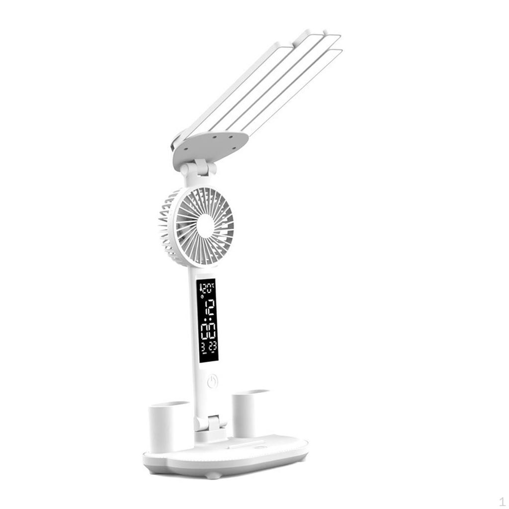 Reading Light Table Lamp Decor Practical Eye Protection Foldable with Fan Pen Holder Multiuse