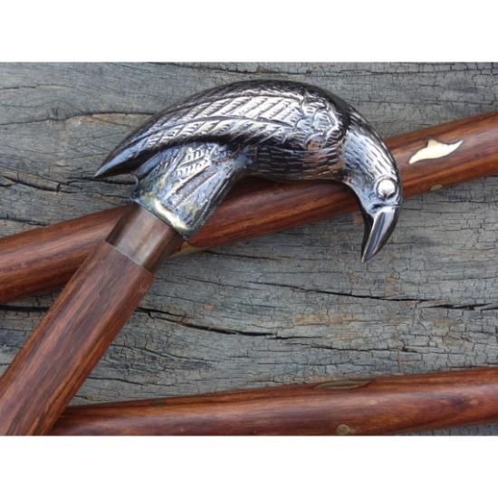 Старинная трость с вороньим дизайном, латунная ручка, деревянная прогулочная трость с антикварной отделкой и латунной отделкой, подарок