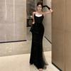 New Celebrity Velvet Sequins Backless Slim Dress Dress Women