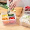 Food Container 4 Compartments Water Draining Plastic Rectangular Stackable Fruit Vegetables Storage Box Kitchen Accessories
