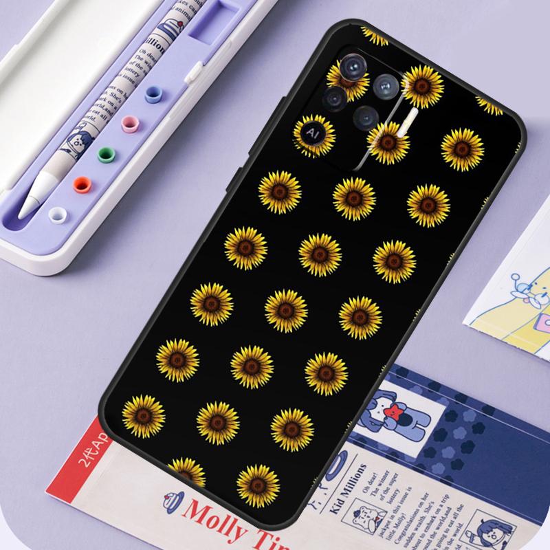 Летний Цветочный Чехол с Ромашками и Подсолнухами Для Oppo A40 A60 A80 A94 A74 A54 A15 A18 A38 A58 A78 A98 A16 A76 A96 A57 A17 A77 A5 Pro