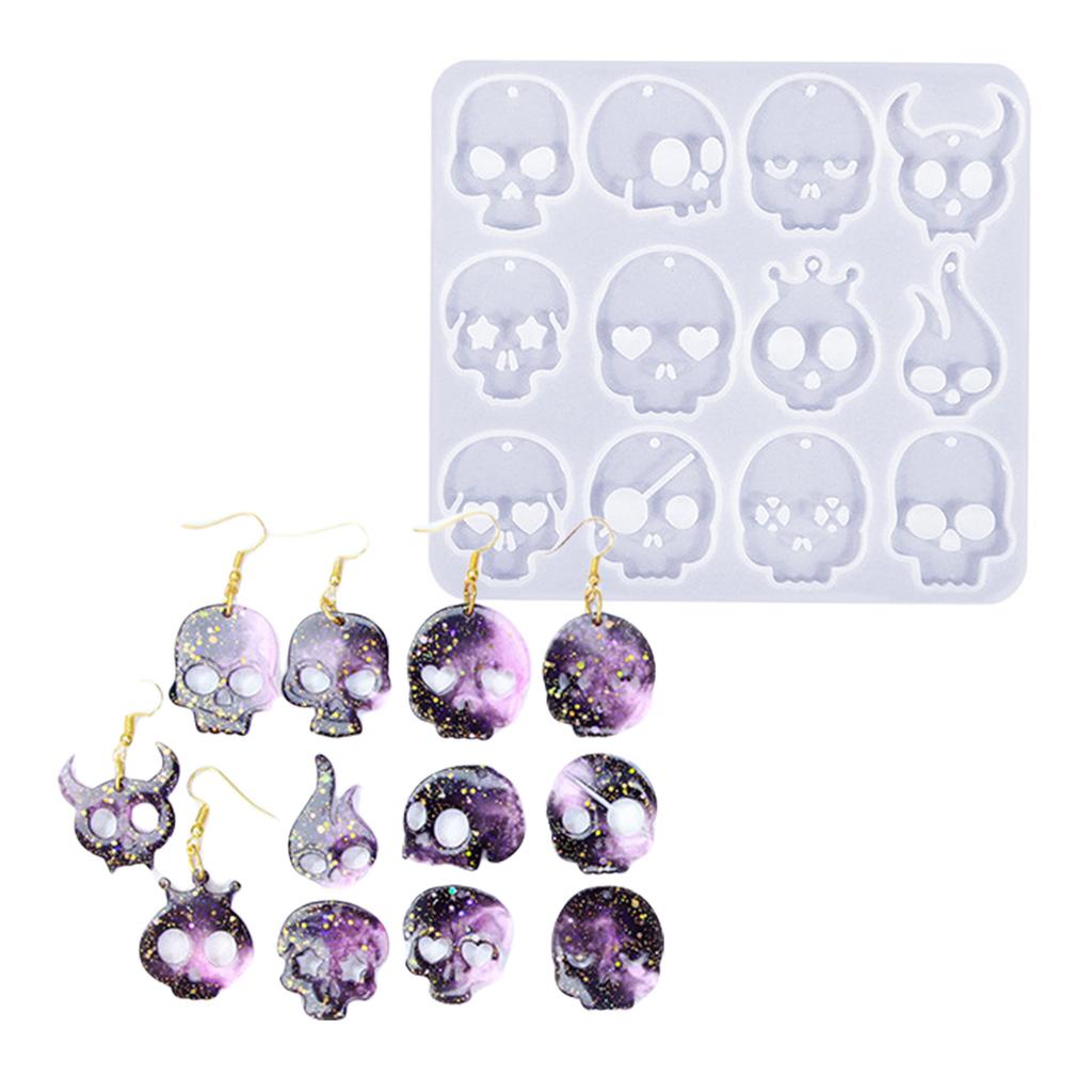 Portable Creative Skull Designs Sturdy Silicone Molds Craft Supplies for Earring Crafting High Temperature Resistant