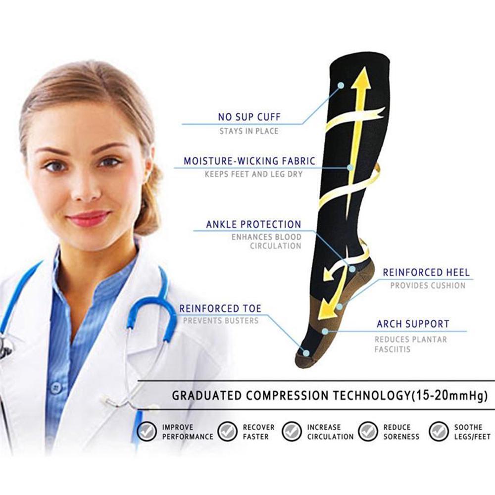 Мужские и женские компрессионные носки унисекс для полетов и путешествий против усталости, против отеков
