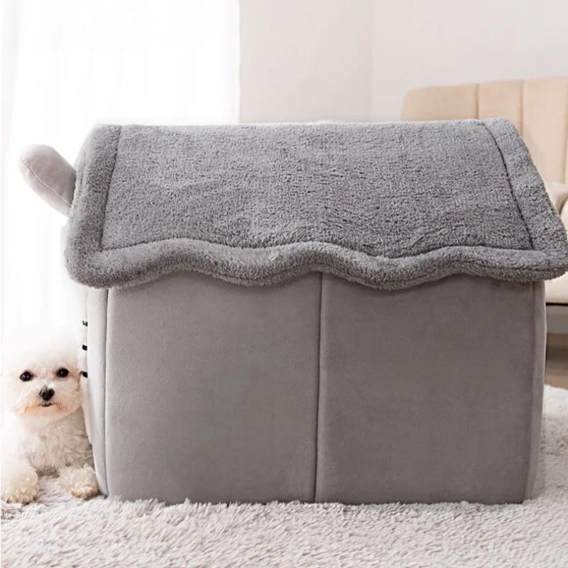 Soft Cats Bed Deep Sleep Small Dog Winter House with Removable Cushion and Enclosed Pet Tent for Kittens Puppies and Cats