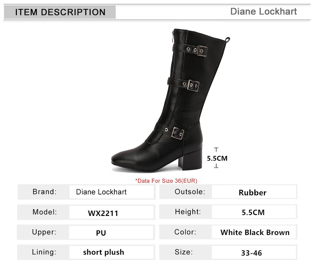 Женские ботфорты винтажные с ремешком и пряжкой, женские туфли на квадратном высоком каблуке на молнии, осенне-зимние однотонные повседневные боты