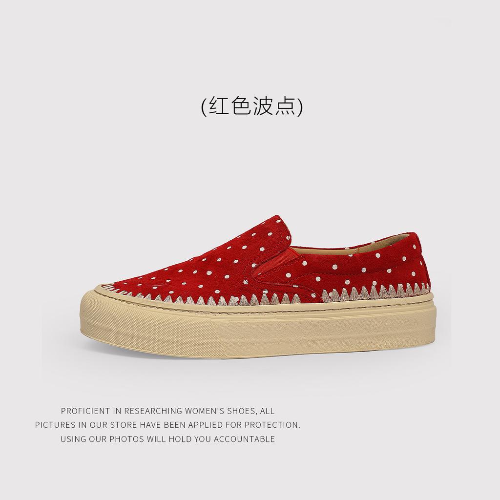 Polka Dot Cowhide Inner Sheepskin Insole High Version Fashion Casual Women'S Shoes Versatile New Models