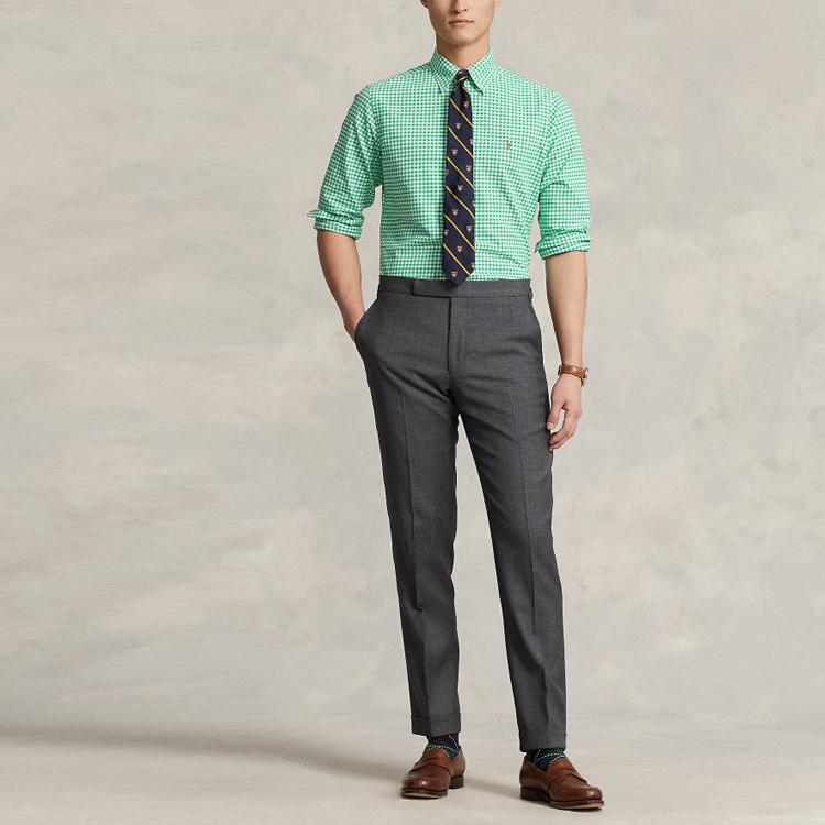 Polo Ralph Lauren SS23 Клетчатая рубашка поло с длинным рукавом Мужские рубашки Зеленые MNPOWOV16822863-999