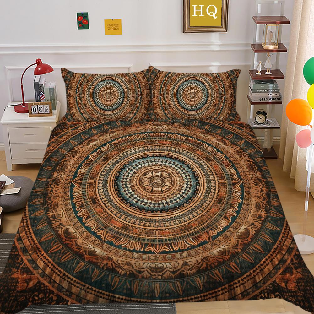 Mandala Printed Bedspreads Twin Size Microfiber Bedding Cover Cool Boy Fashion Duvet Cover Set Bedroom Decor