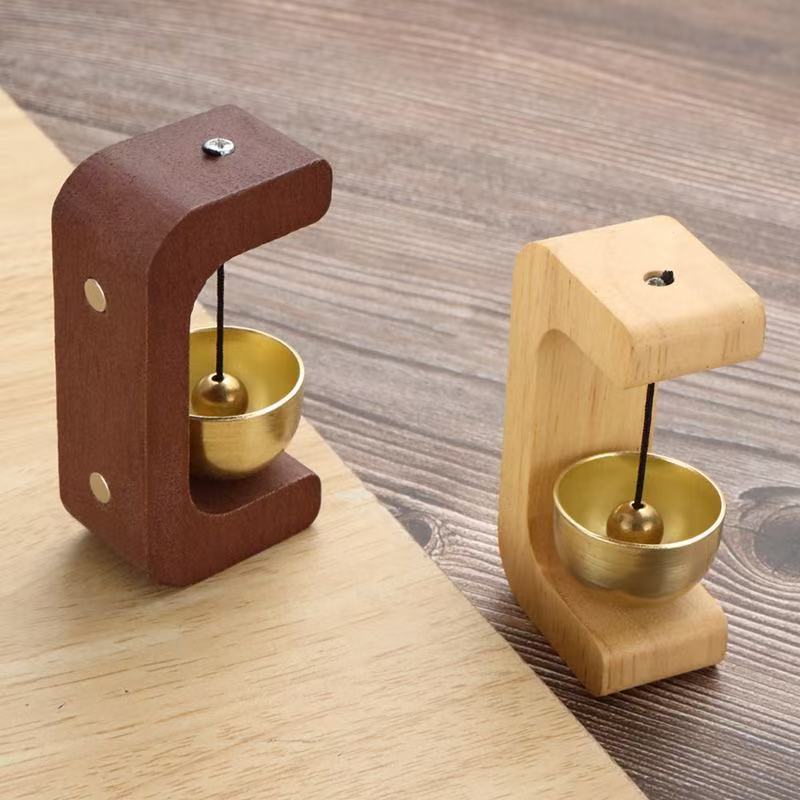 Dopamine Wooden Door Bell Magnetic Suction Copper Chime Household Entry Reminder Windbell Shop Gate Opening Decorative Bell