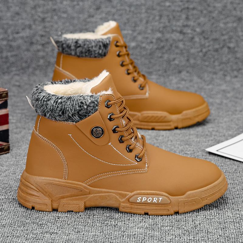 Fashion 2024 New Winter Men Snow Boots Waterproof Leather Sneakers Warm Plush High Quality Outdoor Hiking Boots Camping Shoes Big Size