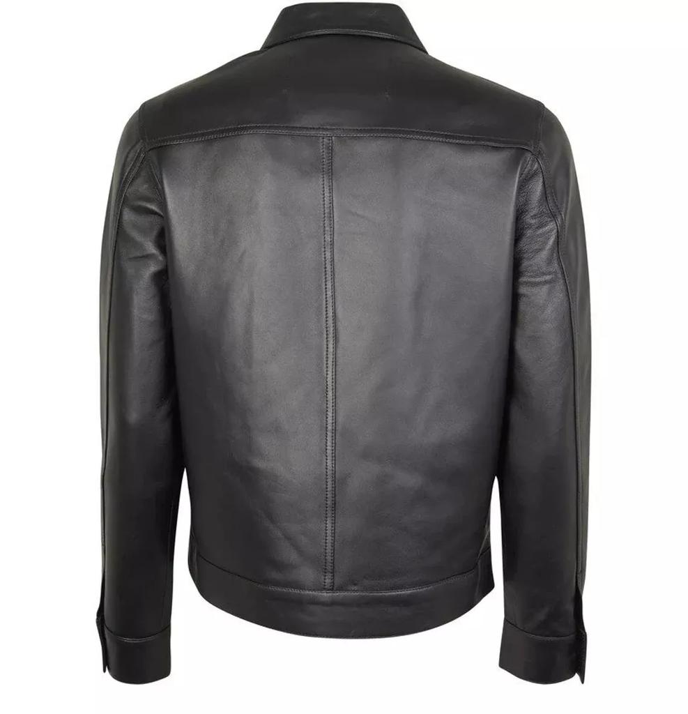 AL KHALID New Handmade Stylish Men's Black Leather Shirt Soft Lambskin Slim Fit Shirt