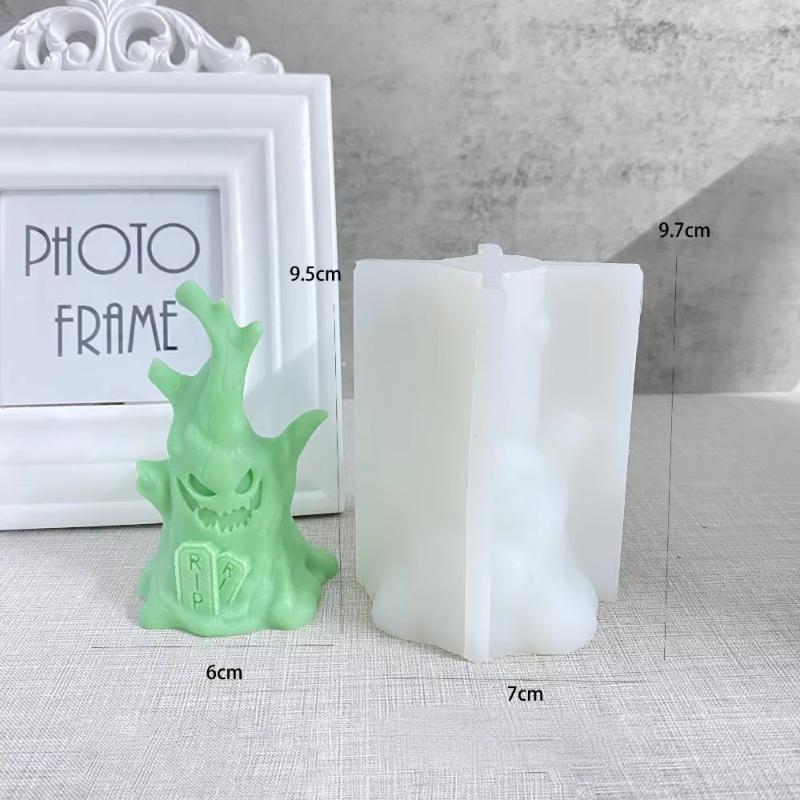 Силиконовая форма с ароматом на тему Хэллоуина для изготовления уникального декоративного дизайна «Пень с привидением», идеально подходящая для украшения вечеринки