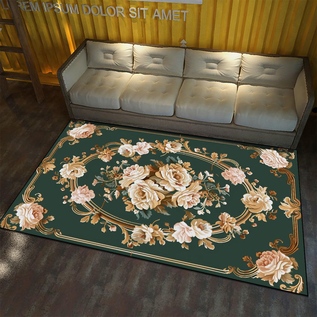 Европейский стиль большой площади ковер для гостиной цветочный узор украшение домашний напольный коврик нескользящий крыльцо входная дверь моющийся