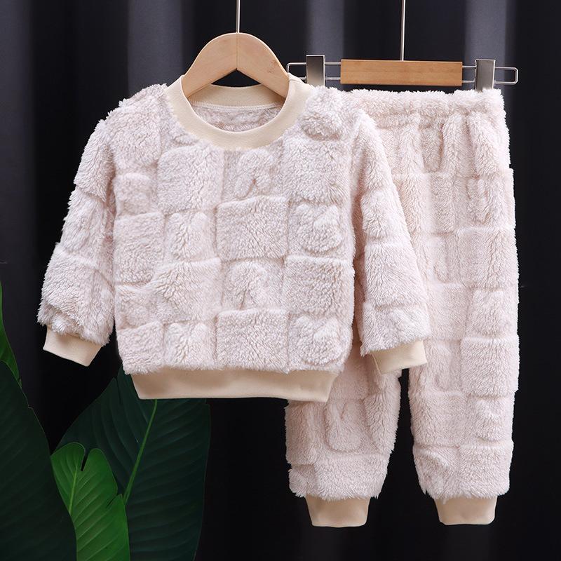 Kid Autumn Winter Sleepwear Flannel Pajamas For Girls Boys Long Sleeve Tops+Pants Suits Fashion Home Clothing Baby Kid Sleep Costume