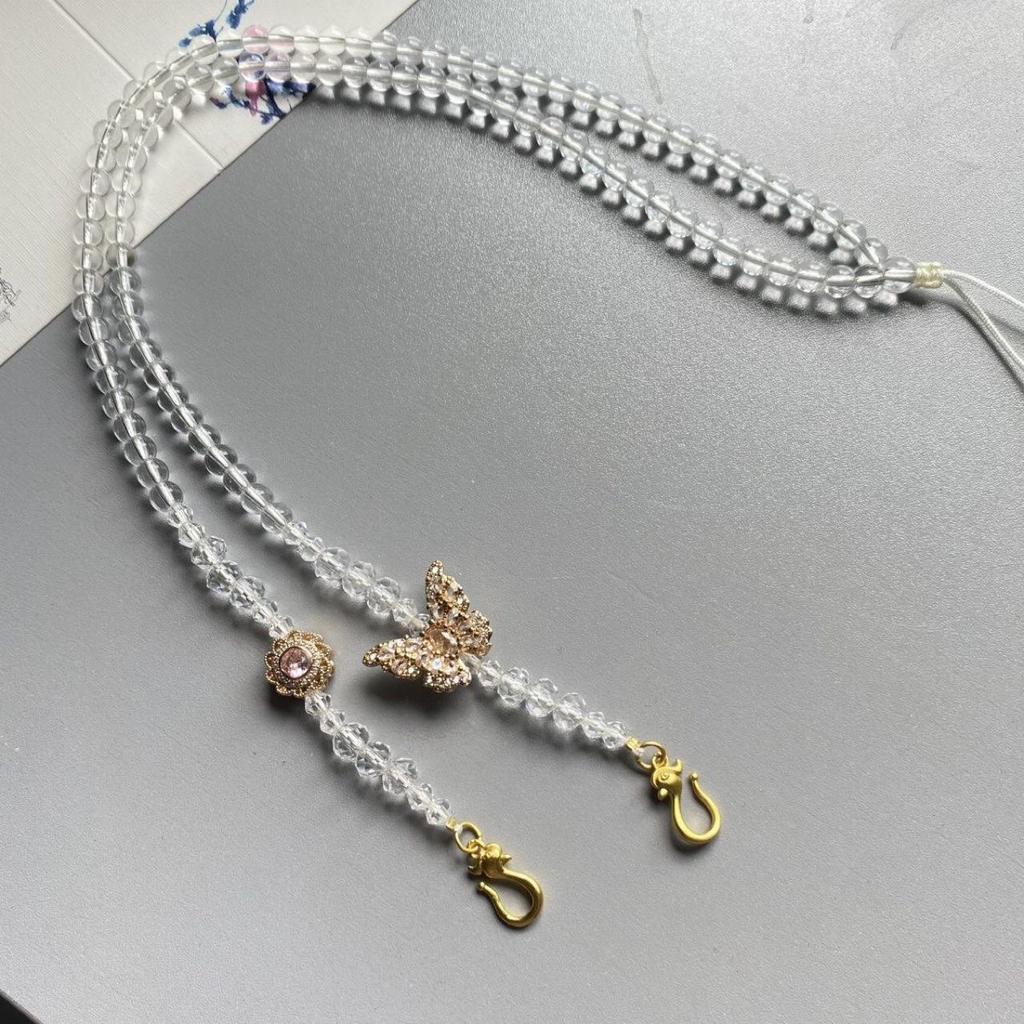 Кулон-замок Белый Кои ручной работы с золотой цепочкой - Оригинальный дизайн в китайском стиле, Двойной шнурок для ушей, 6 мм