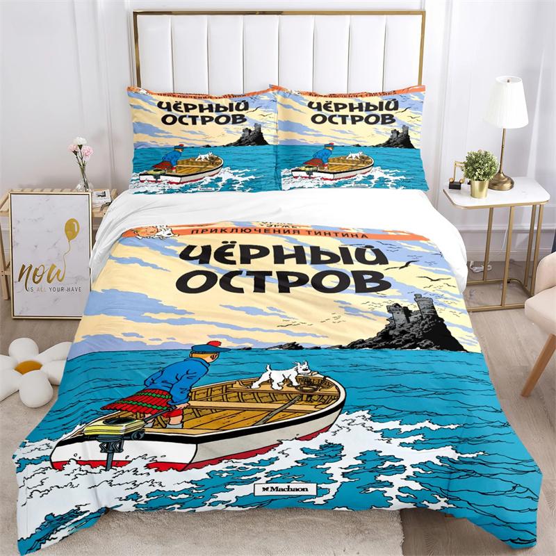 Cute T-Tintines Cartoon Funny All Season Duvet Cover Bedding Sets Soft Quilt Cover and Pillowcases Teen Single/Double/Queen/King