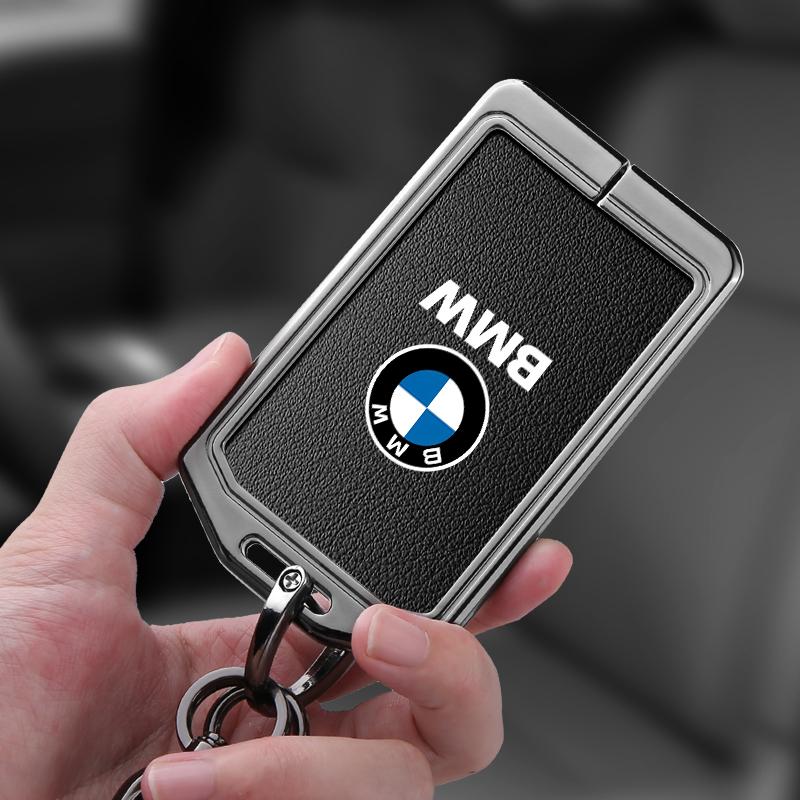 For BMW 1 3 5 7 Series X1 X3 X5 X6 X7 535le Zinc Alloy Leather Car Smart NFC Card Key Case Cover Shell Auto Keychain Accessories PU0