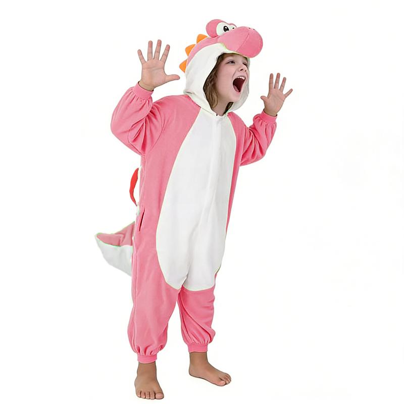 Kids Onesies Cartoon frog Kigurumi Pink Fleece Pajamas for Halloween Christmas Party Outfit
