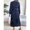 VEZFAA Women's Fashion Spring Fall Polka Dot Print Long Sleeve V-Neck High Waist Casual Dresses