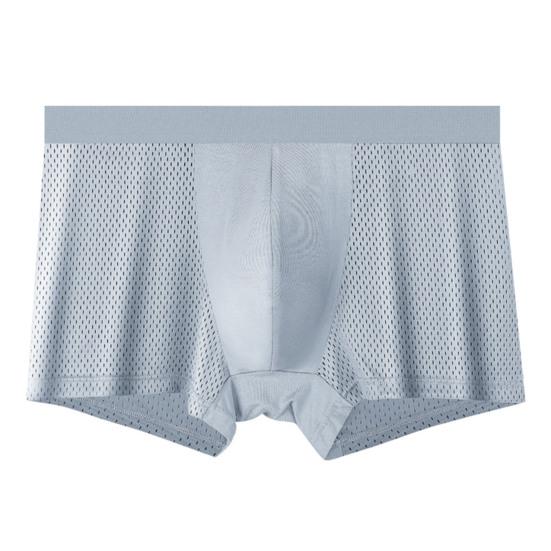 Мужские трусы-боксеры средней посадки, дышащие сетчатые U-образные, высокоэластичные шорты-трусы, однотонные, гладкие