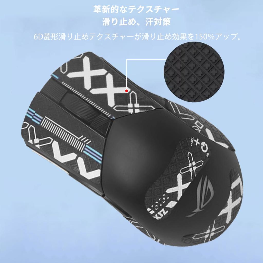 Наклейка для мыши NOUKAJU для игровой мыши ASUS ROG Gladius III Wireless, ультратонкая, высоко впитывающая, противоскользящая лента (черный)