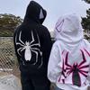 Unisex Coat Spider Print Dark Punk Style Unisex Hallowen Costume High Street Hip Hop Soft Plush Zip Up Long Sleeve Hooded Winter Fall Coat