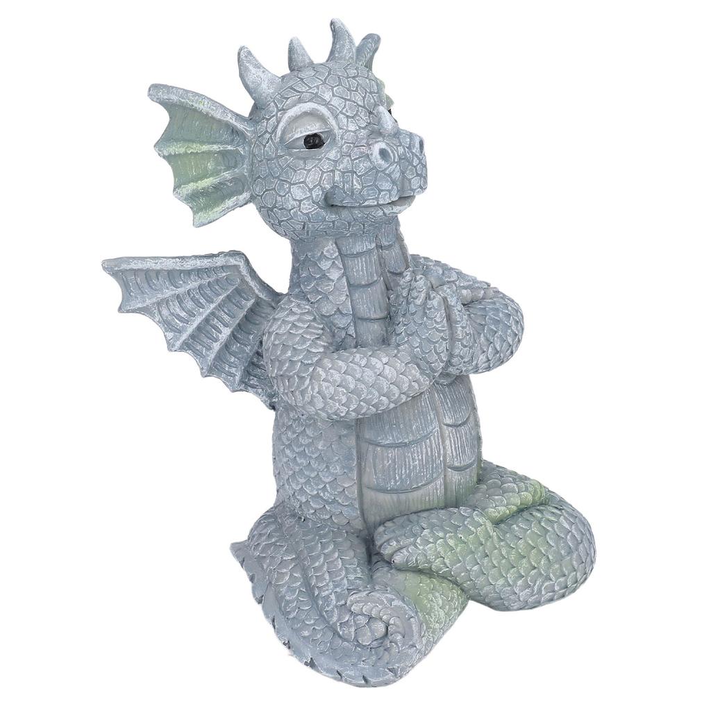 Small Dinosaur Sculpture Resin Meditated Statue Home Ornament for Garden Tree Courtyard Backyard