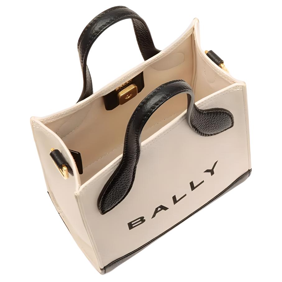 Bally Кожаная сумка-тоут с золотыми металлическими акцентами Мини Женская сумка-тоут Белая 6306502