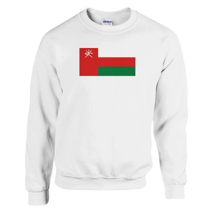 Sweat-shirt - PIXELFORMA - Drapeau d'Oman - Blanc - Manches longues - Col arrondi