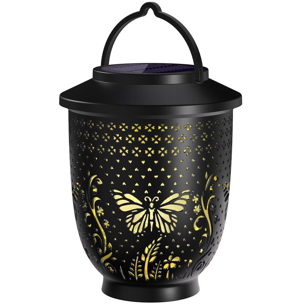 Solar Projection Light Garden Decor Solar Lantern with Butterfly Pattern Hanging Solar Wall Light Waterproof Backyard Patio Yard
