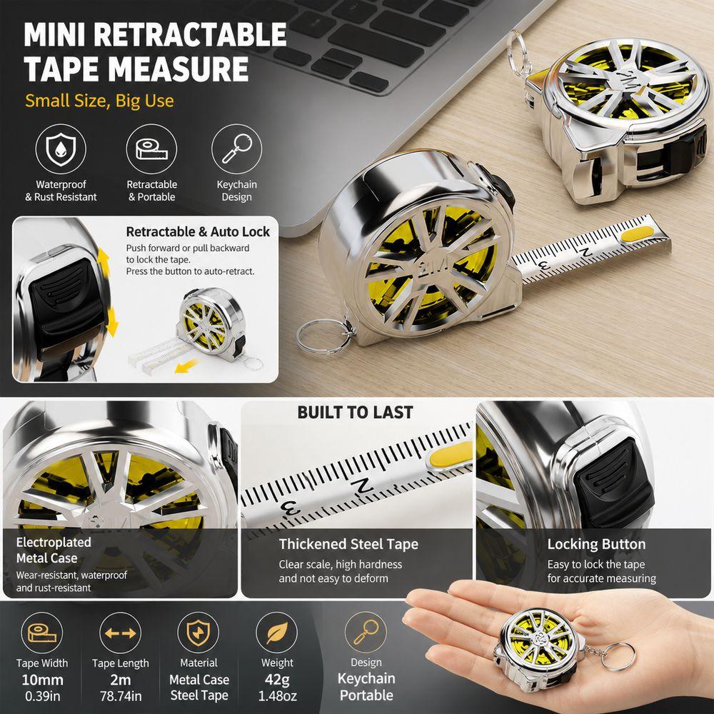 2M Mini Tape Measure Retractable Measuring Tape New Keychain Tape Measure Home Measurement