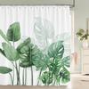 Green Plant Leaves Print Shower Curtains Watercolor Boho Floral Waterproof Morden Bathroom Bathtub Curtain Room Decor With Hooks
