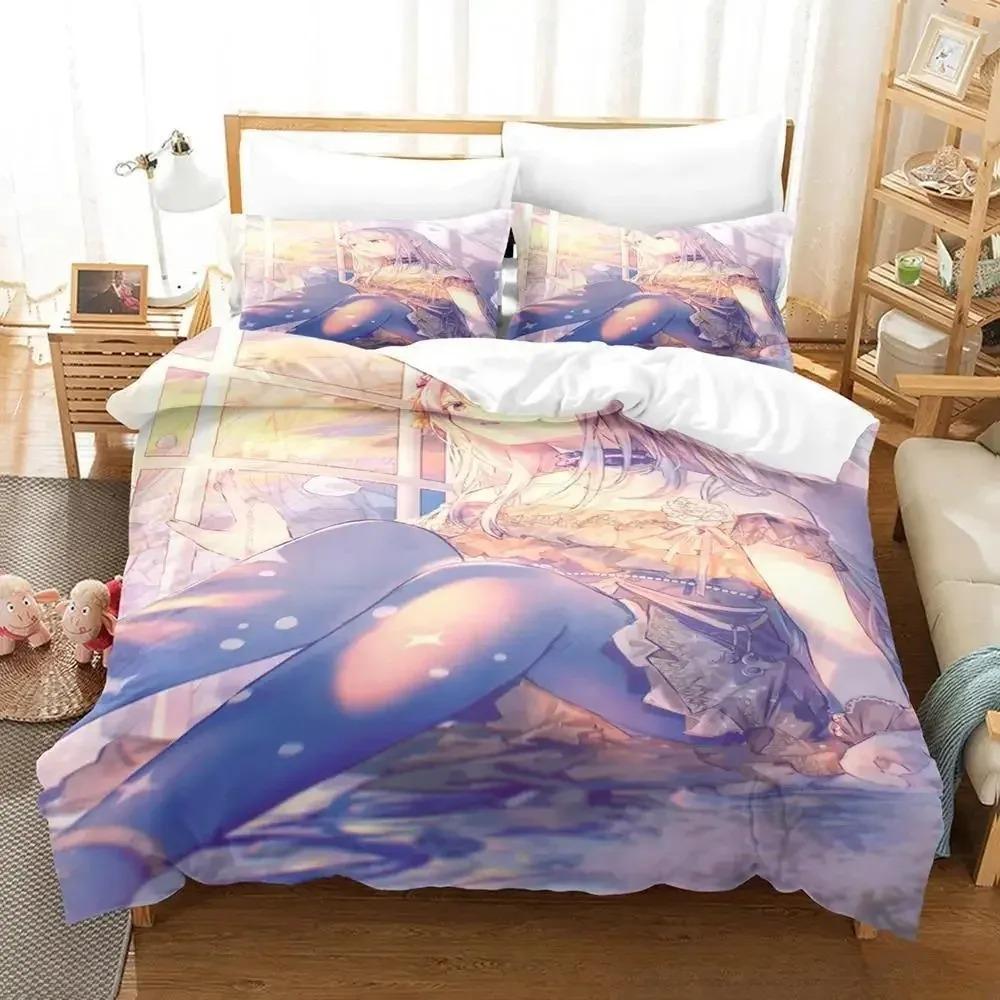 Yoisaki Kanade Bedding Set Cartoon Anime Three-Piece Set Adult Kid Bedroom Duvetcover Sets 3D Kawaii Girl Colcha De Verano Cama