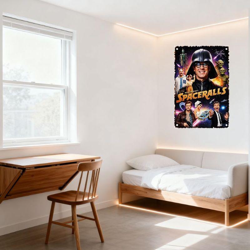 Vintage 'Meet Brooks’ Spaceralls' Sci - Fi Movie Poster Distressed Retro Tin Sign for Home Bar Man Cave Decor